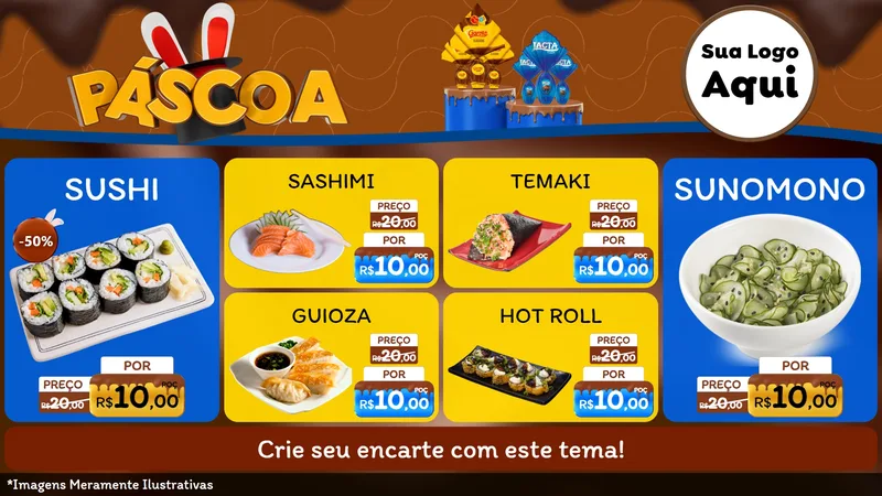 Modelo de TV para TV Horizontal com o tema Páscoa para Comida japonesa