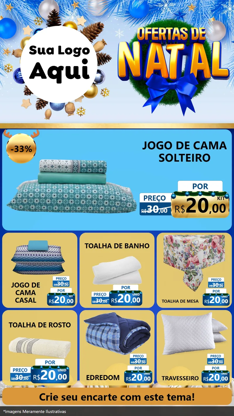 Modelo de Rede Social para Stories com o tema Ofertas de Natal para Cama, Mesa e Banho