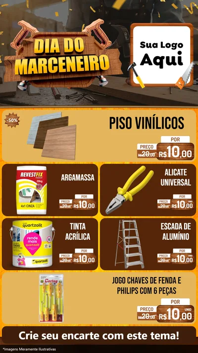 Modelo de TV para TV Vertical com o tema Dia do Marceneiro para Material para Construção