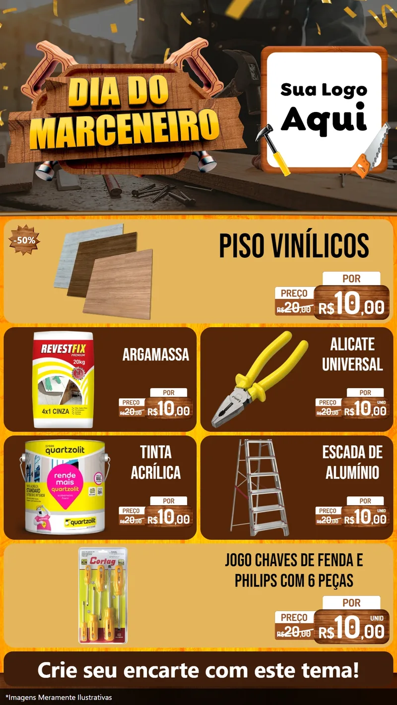 Modelo de TV para TV Vertical com o tema Dia do Marceneiro para Material para Construção