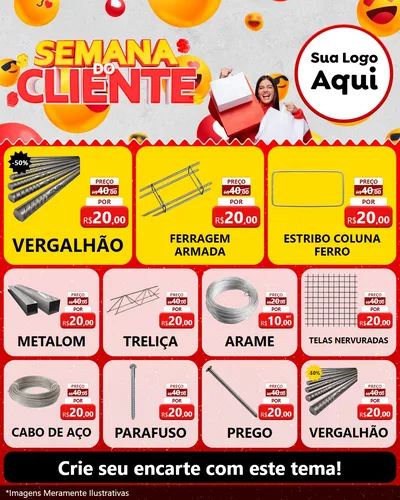 Modelo de Rede Social para Feed Instagram com o tema Semana do Cliente para Ferragens