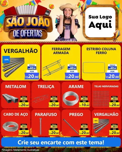 Modelo de Rede Social para Feed Instagram com o tema São João de Ofertas para Ferragens