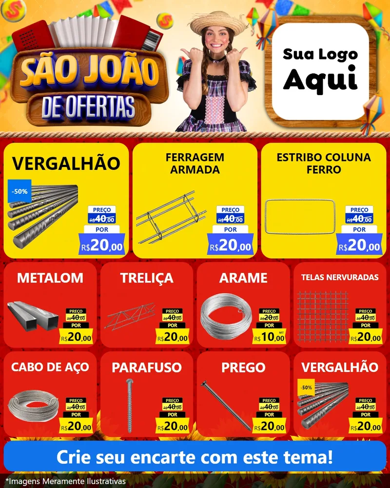 Modelo de Rede Social para Feed Instagram com o tema São João de Ofertas para Ferragens