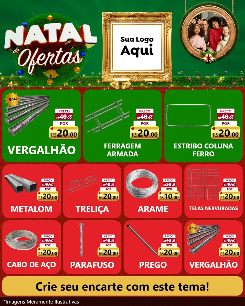 Modelo de Rede Social para Feed Instagram com o tema Natal de Ofertas para Ferragens