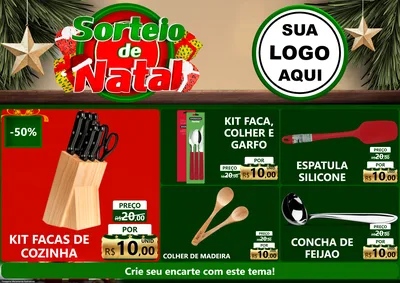 Modelo de Encarte para Encarte A4 Horizontal com o tema Sorteio de Natal para Utilidades Domésticas