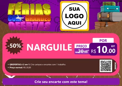 Modelo de Cartaz para Cartaz A4 Horizontal com o tema Férias com Grandes Ofertas para Tabacaria