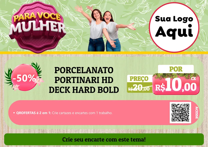Modelo de Cartaz para Cartaz A4 Horizontal com o tema Para Você Mulher para Pisos e revestimentos