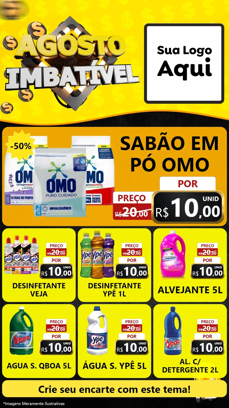 Modelo de Rede Social para Stories com o tema Agosto Imbatível para Produtos de Limpeza