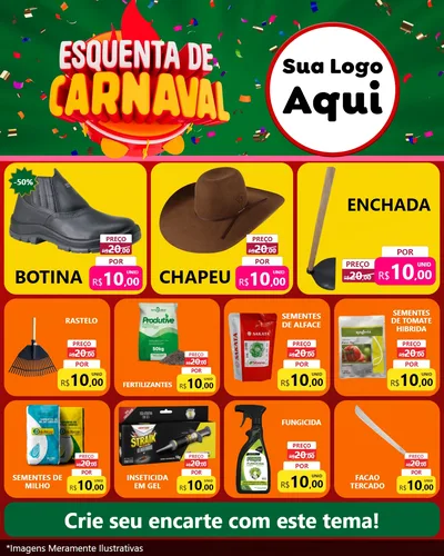 Modelo de Rede Social para Feed Instagram com o tema Esquenta de Carnaval para Agropecuária