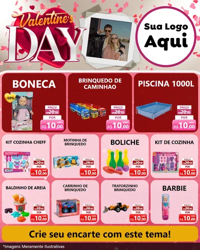 Modelo de Rede Social para Feed Instagram com o tema Valentine's Day para Brinquedos