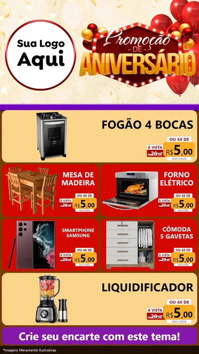 Modelo de TV para TV Vertical com o tema Promoção de Aniversário para Móveis e Eletro