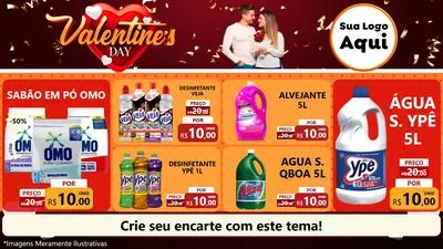 Modelo de TV para TV Horizontal com o tema Valentine's Day para Produtos de Limpeza