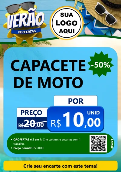 Modelo de Cartaz para Cartaz A4 Vertical com o tema Verão de Ofertas para Moto peças