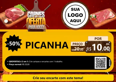 Modelo de Cartaz para Cartaz A4 Horizontal com o tema Carnes em Oferta Para Você para Açougue