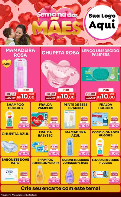 Modelo de Encarte para Encarte Grande com o tema Semana Das Mães para Bebês