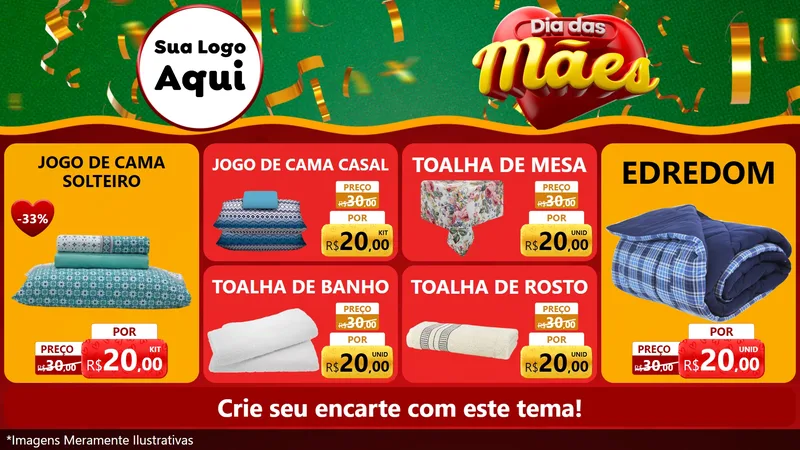 Modelo de TV para TV Horizontal com o tema Dia das Mães para Cama, Mesa e Banho