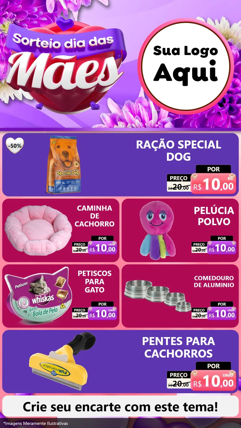 Modelo de TV para TV Vertical com o tema Sorteio Dia das Mães para Pet Shop