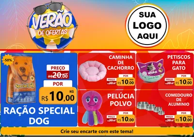 Modelo de Encarte para Encarte A4 Horizontal com o tema Verão de Ofertas para Pet Shop