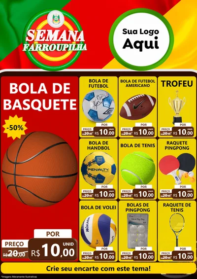 Modelo de Encarte para Encarte A4 Vertical com o tema Semana Farroupilha para Artigos Esportivos