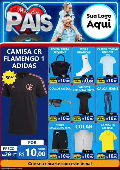 Modelo de Encarte para Encarte A4 Vertical com o tema Mês Dos Pais para Roupas e acessórios