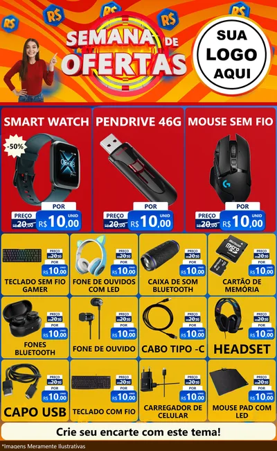 Modelo de Encarte para Encarte Grande com o tema Semana de Ofertas para Informática