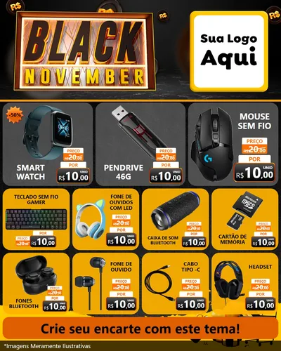 Modelo de Rede Social para Feed Instagram com o tema Black November para Informática