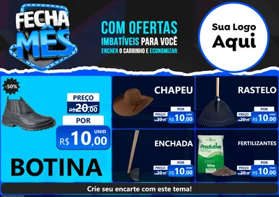 Modelo de Encarte para Encarte A4 Horizontal com o tema Fecha Mês para Agropecuária