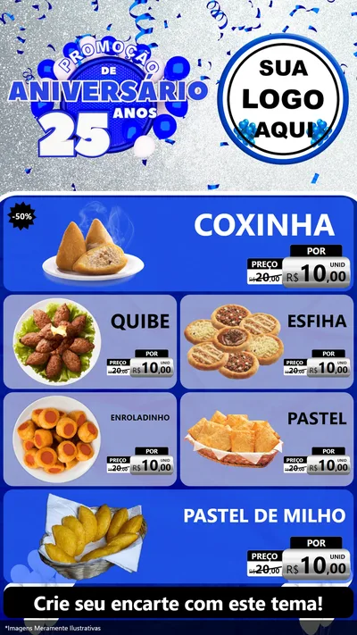 Modelo de TV para TV Vertical com o tema Promoção de Aniversário - 25 Anos para Salgadaria