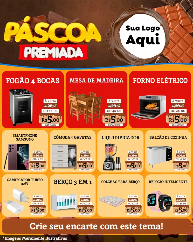 Modelo de Rede Social para Feed Instagram com o tema Páscoa Premiada para Móveis e Eletro