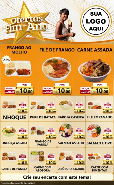 Modelo de Encarte para Encarte Grande com o tema Ofertas Fim de Ano para Restaurante