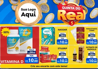 Modelo de Encarte para Encarte A4 Horizontal com o tema Quinta do Real para Farmácia