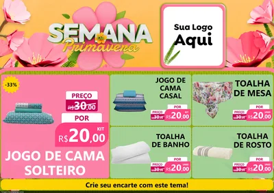 Modelo de Encarte para Encarte A4 Horizontal com o tema Semana da Primavera para Cama, Mesa e Banho