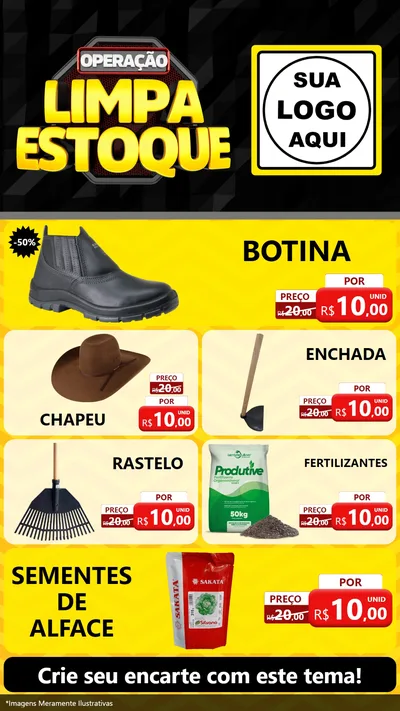 Modelo de TV para TV Vertical com o tema Operação Limpa Estoque para Agropecuária