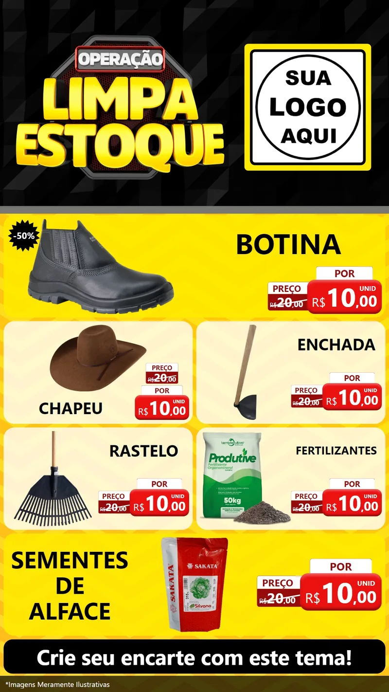 Modelo de TV para TV Vertical com o tema Operação Limpa Estoque para Agropecuária