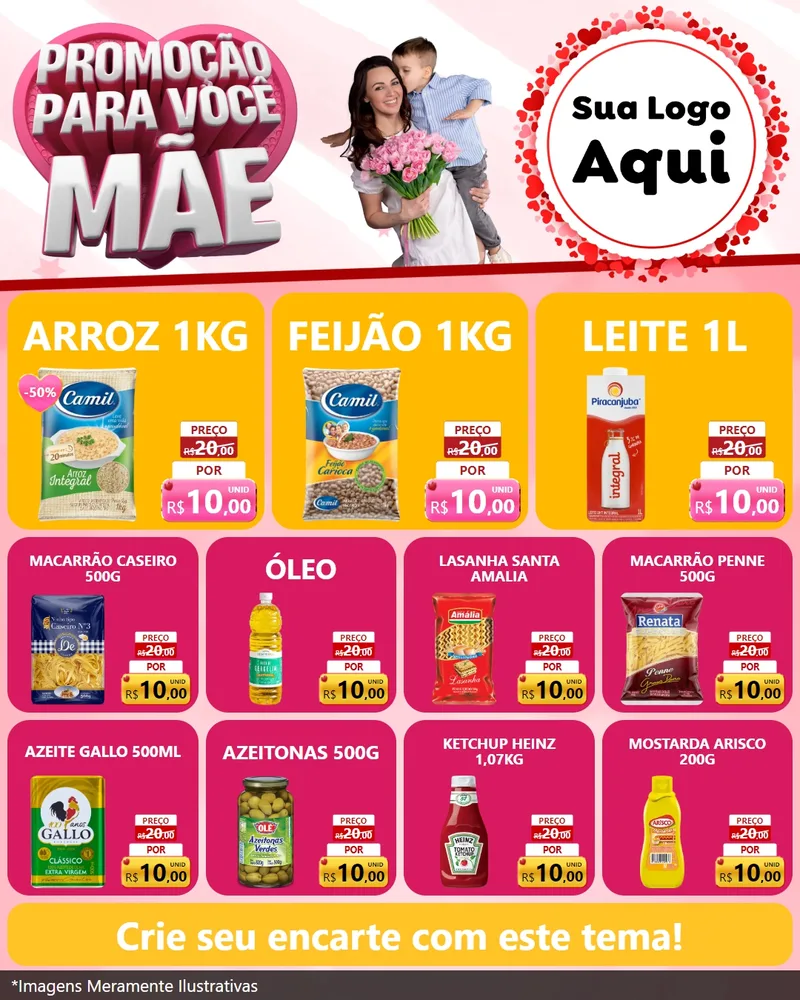 Modelo de Rede Social para Feed Instagram com o tema Promoção Para Você Mãe para Supermercado
