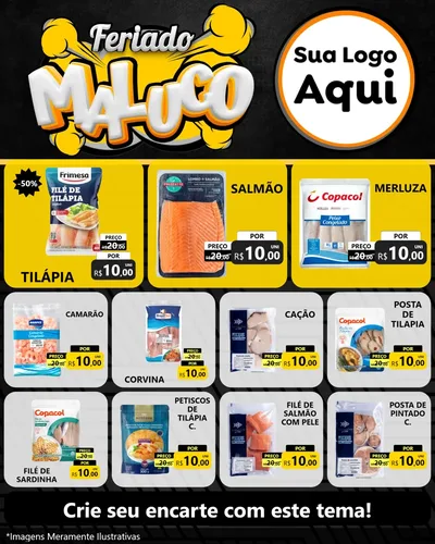 Modelo de Rede Social para Feed Instagram com o tema Feriado Maluco para Peixaria