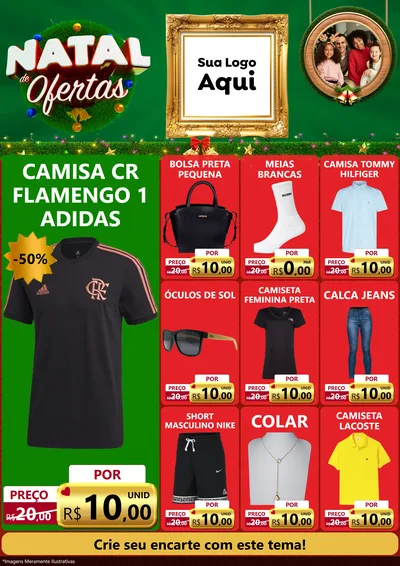 Modelo de Encarte para Encarte A4 Vertical com o tema Natal de Ofertas para Roupas e acessórios
