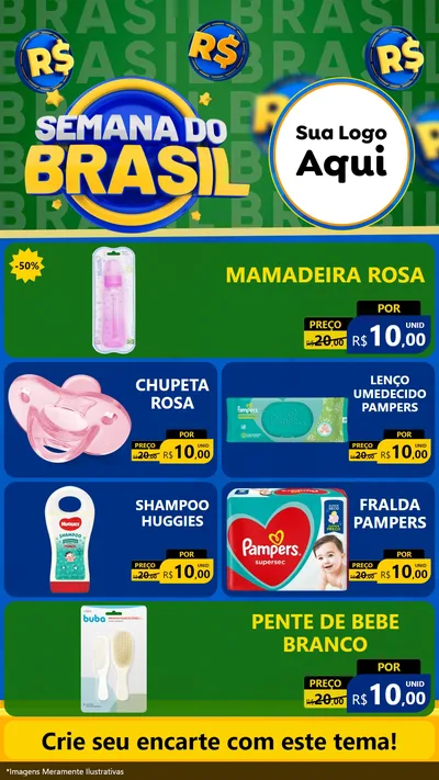 Modelo de TV para TV Vertical com o tema Semana Do Brasil para Bebês