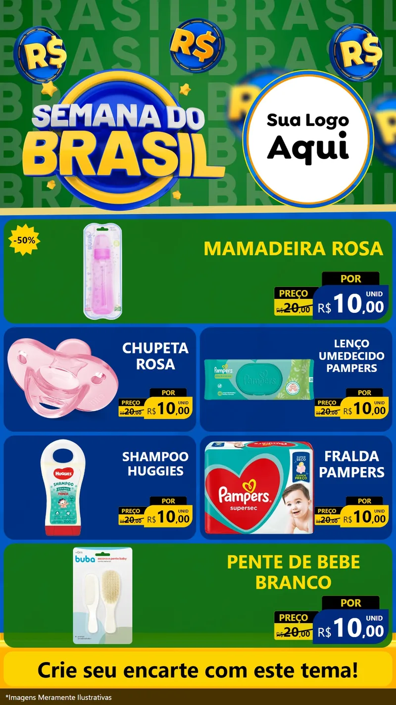 Modelo de TV para TV Vertical com o tema Semana Do Brasil para Bebês