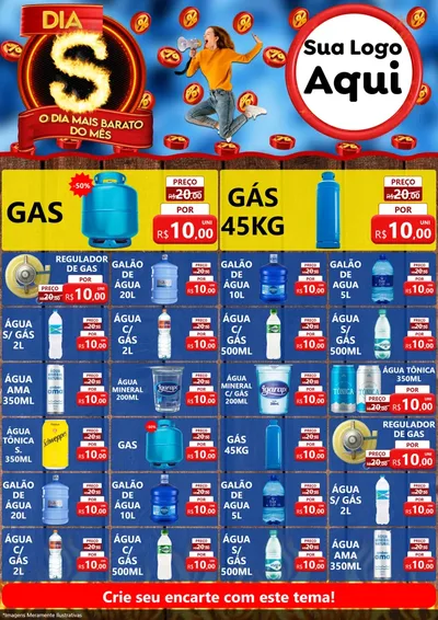 Modelo de Encarte para Encarte A4 Vertical com o tema Dia S - O Dia Mais Barato Do Mês para Água e gás