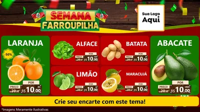 Modelo de TV para TV Horizontal com o tema Semana Farroupilha para Hortifrúti
