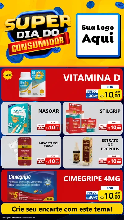 Modelo de TV para TV Vertical com o tema Super Dia do Consumidor para Farmácia
