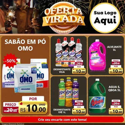 Modelo de Rede Social para Feed Facebook com o tema Oferta da Virada para Produtos de Limpeza