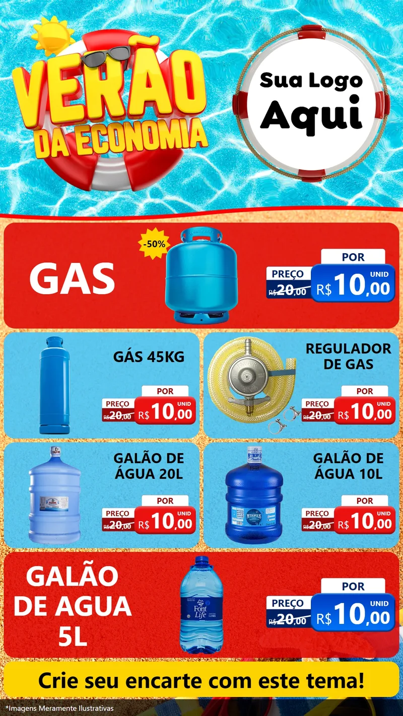 Modelo de TV para TV Vertical com o tema Verão da Economia para Água e gás