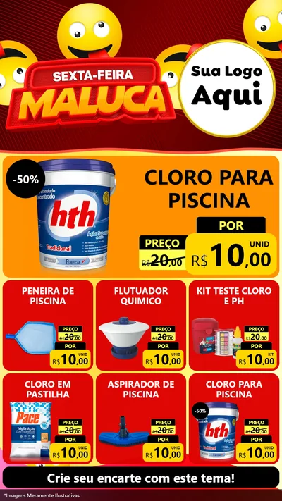 Modelo de Rede Social para Stories com o tema Sexta-feira Maluca para Produtos para Piscina