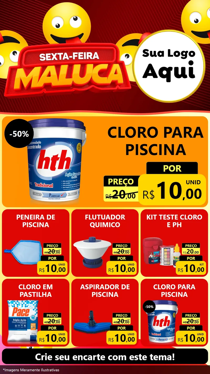 Modelo de Rede Social para Stories com o tema Sexta-feira Maluca para Produtos para Piscina