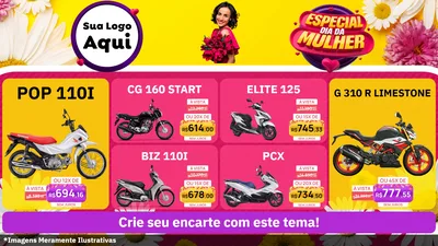 Modelo de TV para TV Horizontal com o tema Especial Dia da Mulher para Concessionaria de Motos