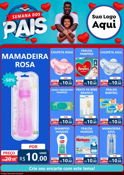 Modelo de Encarte para Encarte A4 Vertical com o tema Semana Dos Pais para Bebês