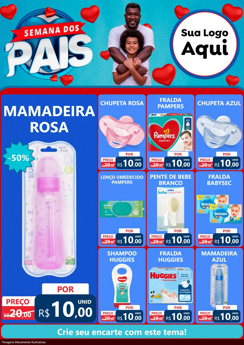Modelo de Encarte para Encarte A4 Vertical com o tema Semana Dos Pais para Bebês