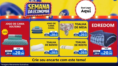 Modelo de TV para TV Horizontal com o tema Semana da Economia para Cama, Mesa e Banho